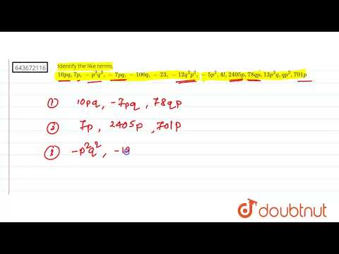 Identify the like terms, 10pq,7p,-p^2q^2 ,-7pq,-100q,-23,-12q^2p^2,-5p^2,4l,2405p,\n\n78qp,13p^2...