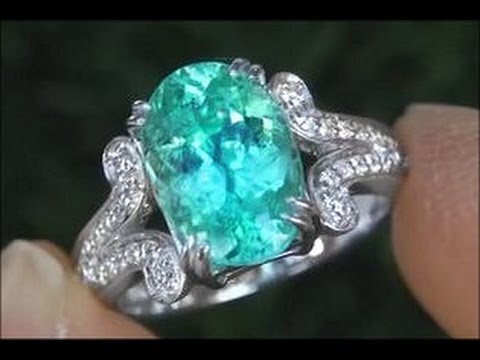 GIA Certified COPPER BEARING Paraiba Tourmaline & Diamond Ring