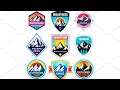 45 Badges Logos Mountains Camping