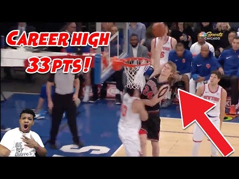 LAURI MARKKANEN DUNKED ON ENES KANTER !! CAREER HIGH 33 PTS 8 THREES ! BULLS VS KNICKS HIGHLIGHTS