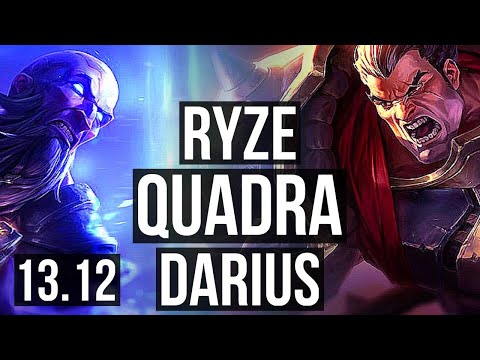 RYZE vs DARIUS (TOP) | Quadra, 1800+ games, 1.1M mastery, 12/4/13, Dominating | EUW Master | 13.12