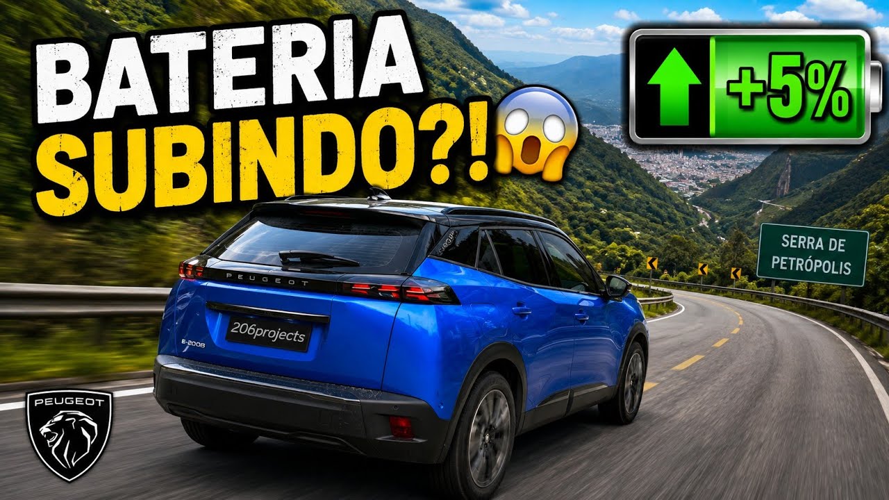 MEU E-2008 GANHOU 5% DE BATERIA DESCENDO A SERRA! 😱⚡