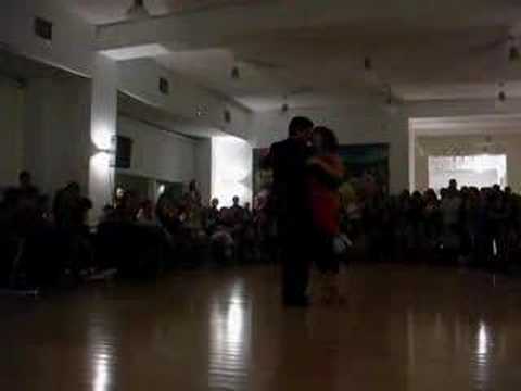  Silvio La Via  and  Romina Tumini  are  dancing  to  the  tango  "  Los Mareados  "