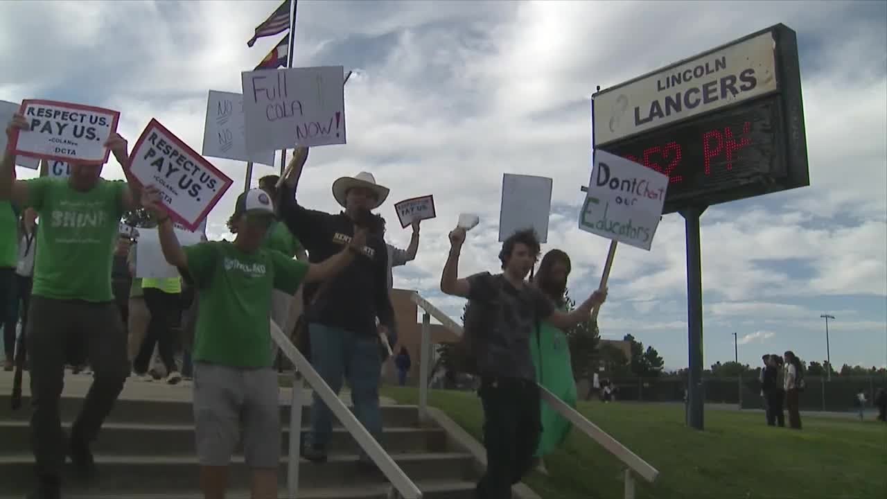 Denver Public Schools teachers hold walkout, call for pay allegedly owed by the district