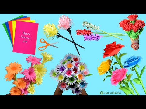 7 Beautiful Flowers making Ideas | How to make Paper Flower | Home Decor Ideas