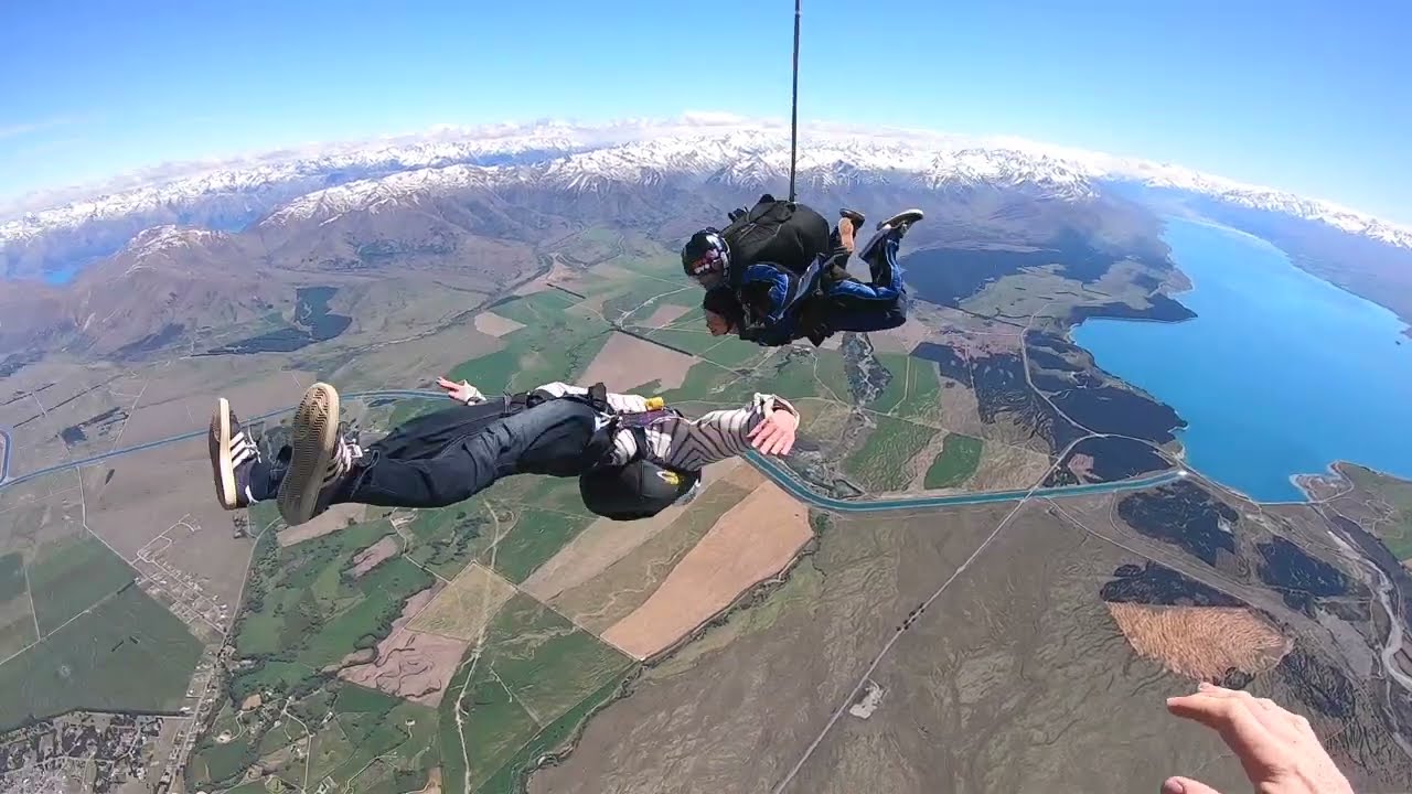 Jump over Mount Cook with mountain views.