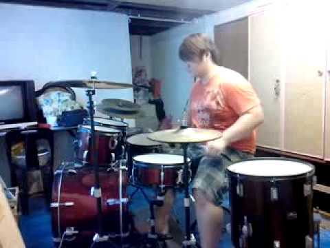 Fat drummer on drums