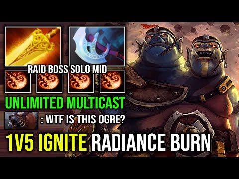 UNLIMITED BURN DPS 1v5 Multicast Ignite Radiance Solo Mid Ogre Magi Against SF Dota 2