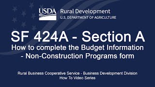 SF 424A - Section A - How to Complete a Budget Information - Non-Construction Program Form
