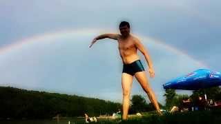 preview picture of video '[Hostivar] Double rainbow above Hostivar lake (Hostivarsky lesopark)'