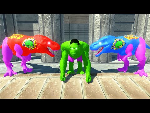 DEATH RUN vs HULK T-REX TEAM FPS PERSPECTIVE - Animal Revolt Battle Simulator