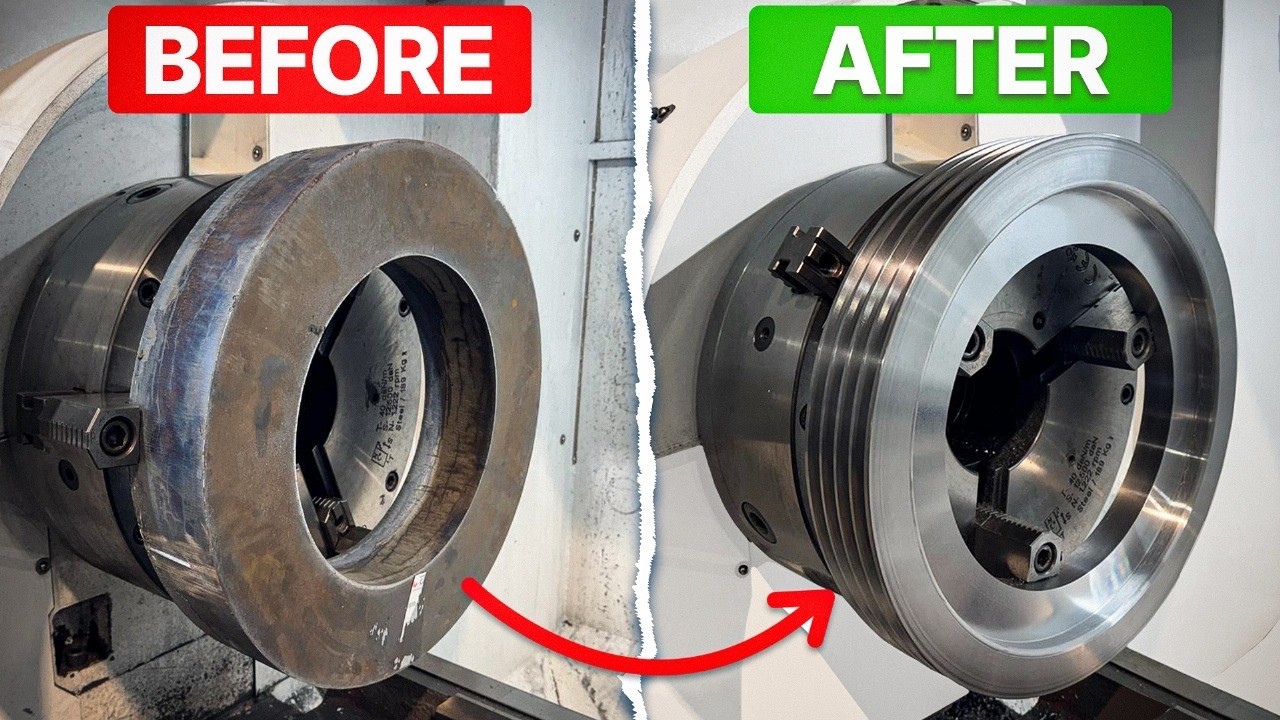 Machining a GIGANTIC V Pulley (It BARELY Fit In The Lathe!)