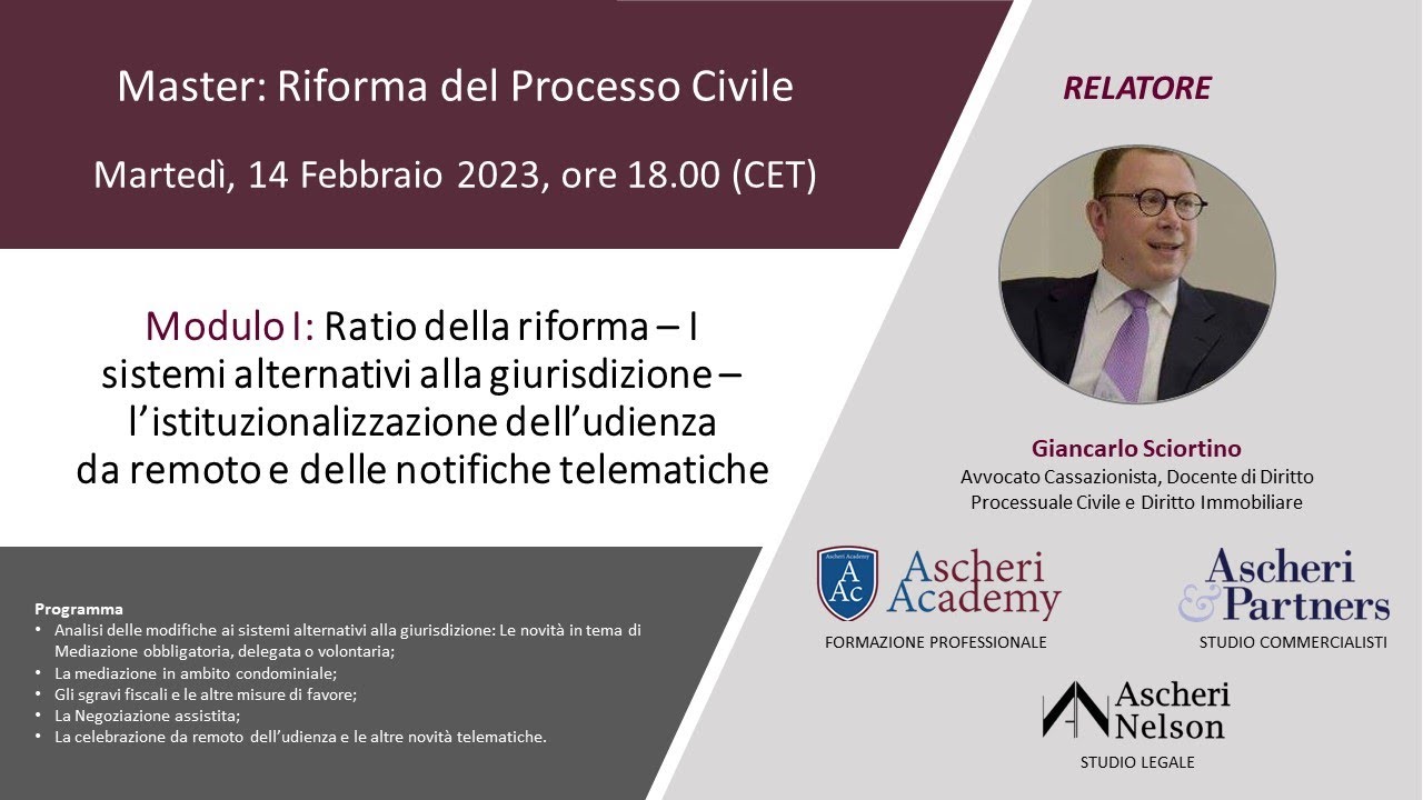 Master "Riforma del Processo Civile": Modulo I