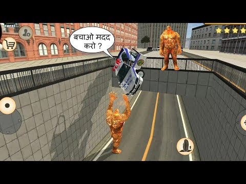 Stone Giant - (Stone Hero Help Policeman) - Stone Giant Caught Police Car || Car Stuck on Bridge