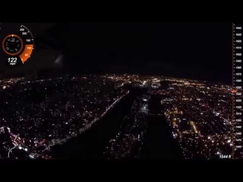 Flying Over New York Manhattan, Hudson River SFRA, East River And Across Central Park  at Night - HD