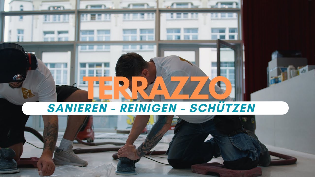 Terrazzo sanieren - Terrazzoplatten reinigen - Terrazzoboden schleifen, aufarbeiten - SteinDoktor