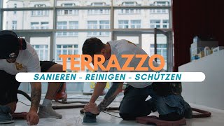Terrazzo sanieren - Terrazzoplatten reinigen - Terrazzoboden schleifen, aufarbeiten - SteinDoktor