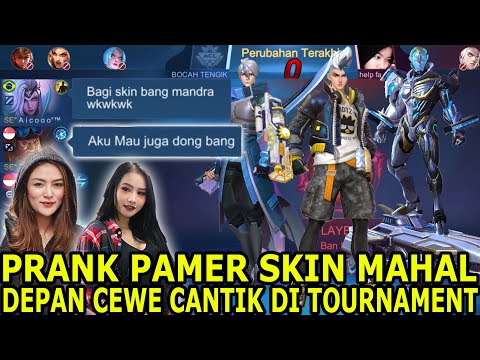 REAKSI 2 CEWEK CANTIK KETIKA MELIHAT SAYA PAMER SKIN MAHAL DI TOURNAMENT ! DIA MAU DONG WKWK - MLBB
