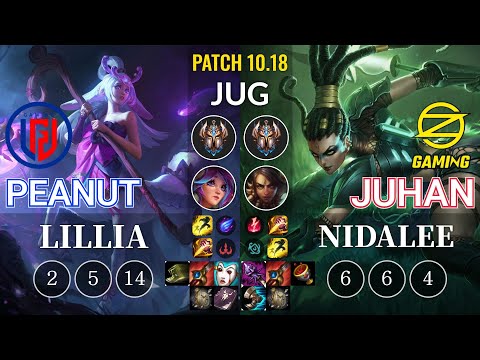 LGD Peanut Lillia vs OZ Juhan Nidalee Jungle - KR Patch 10.18