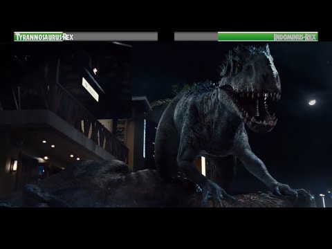 Tyrannosaurus-Rex vs Indominus-Rex...with healthbars