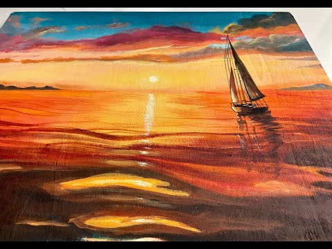 How to Paint a Sunset Sailboat in Acrylic