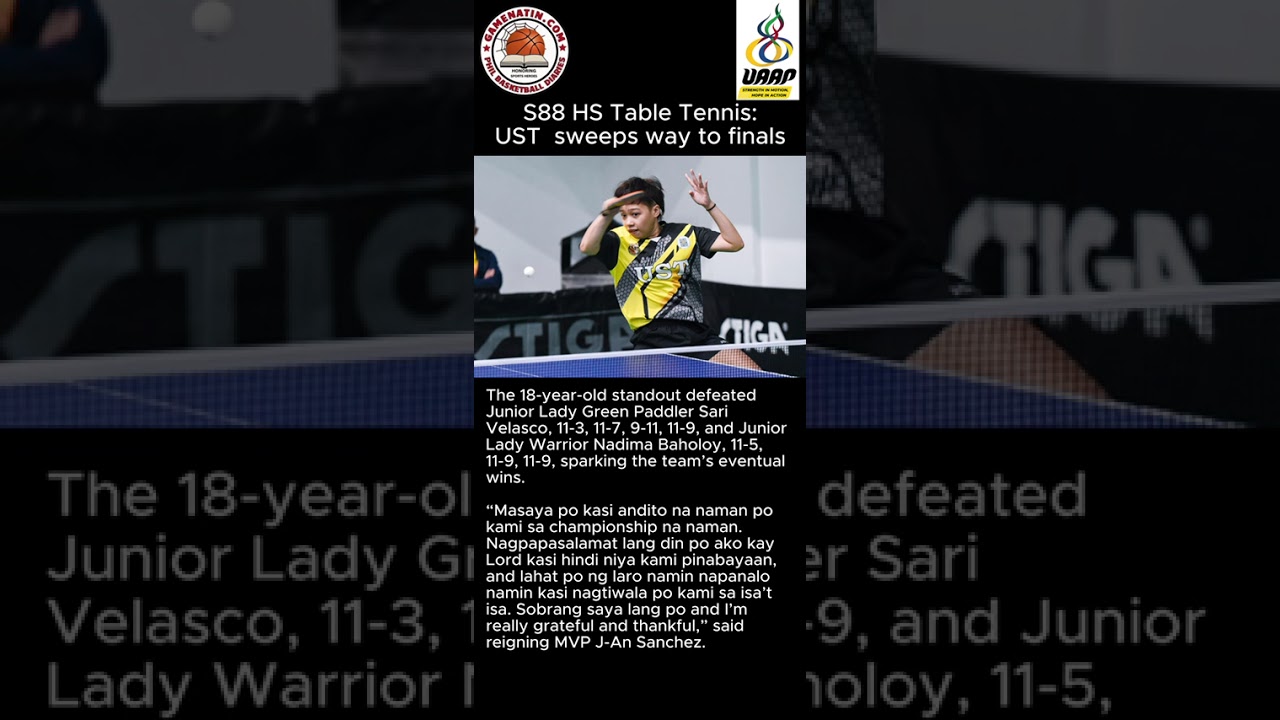 UAAP High School Table Tennis: UST sweeps eliminations, advances straight to Finals in both boys' and girls' divisions
