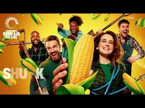 Shucked trailer still highlighting the leading trio in spotlight with microphones