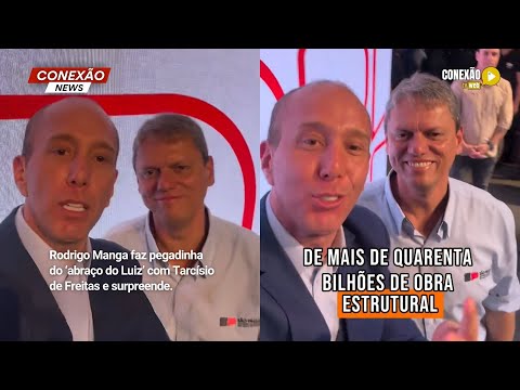 Vídeo: Rodrigo Manga faz pegadinha do ‘abraço do Luiz’ com Tarcísio de Freitas e surpreende.