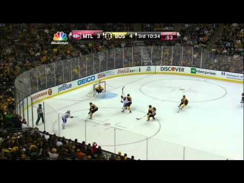 Peter Budaj stops Campbell breakaway Mar 27 2013 Montreal Canadiens vs Boston Bruins NHL Hockey