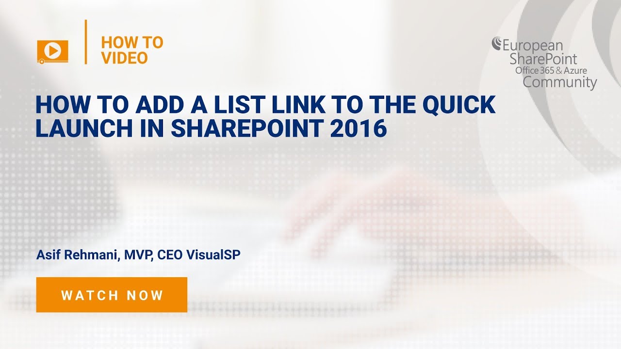How to add a list link to the Quick Launch in SharePoint 2016 How to add a list link to the Quick Launch in SharePoint 2016