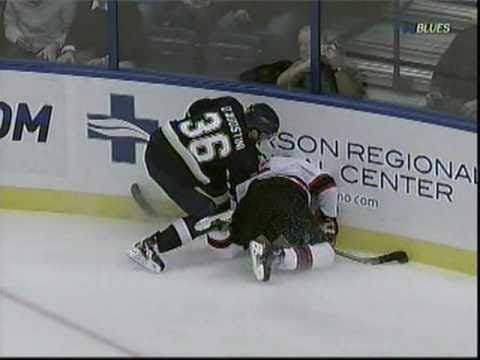 Matt D'Agostini collides with Andy Greene