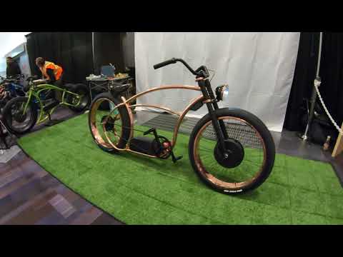 EVC 1 OF 1 CUSTOM COPPER PLATED BEACH CRUISER E-BIKE WITH DUAL ELECTRIC HUB MOTORS