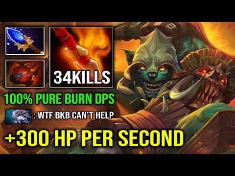 WTF +300 HP REGEN PER SEC 1v5 Heart Huskar Brutal Pure Burn DPS Even BKB Can't Help Dota 2