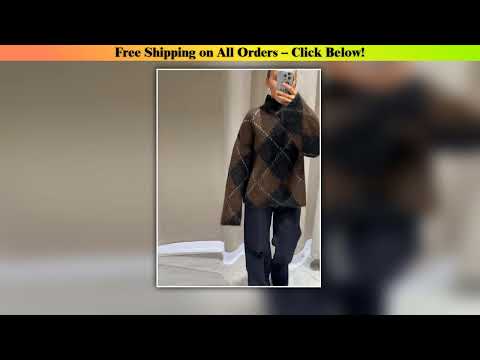 Elegant Mohair Women's Diamond Sweater Long Sleeve Turtleneck Fluffy Jumper Female 2025 Autumn