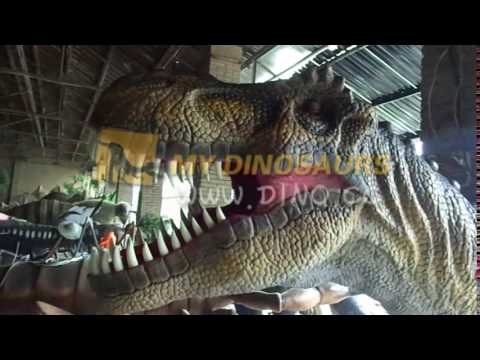 Wall mounted animtronic dinosaur head