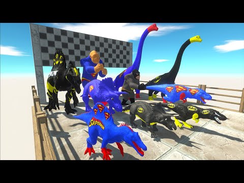 All Superman vs Batman Dinosaurs Dc Marvel Speed Race Championship  - Animal Revolt Battle Simulator