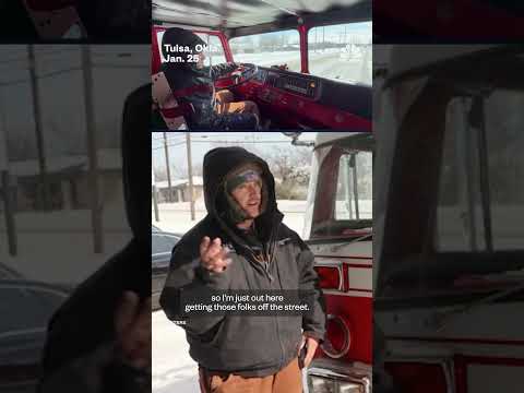Oklahoma man uses old fire truck to keep people warm