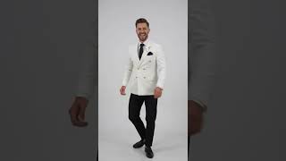 Men’s Ivory Double Breasted Blazer with Gold Buttons, Cream Off White Formal Sport Coat video