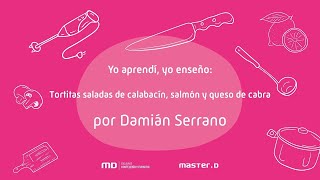 Tortitas saladas de calabacín, salmón y queso de cabra con salsa de mostaza