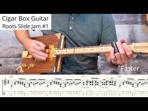 Cigar Box Guitar  Roots Slide Jam #1 - Faster