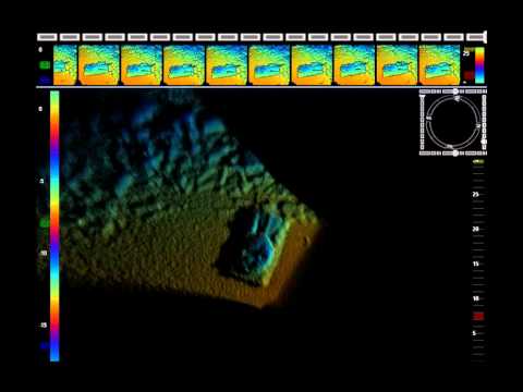 Real time 3D Echoscope ® imaging sonar survey of a sunken military tank.