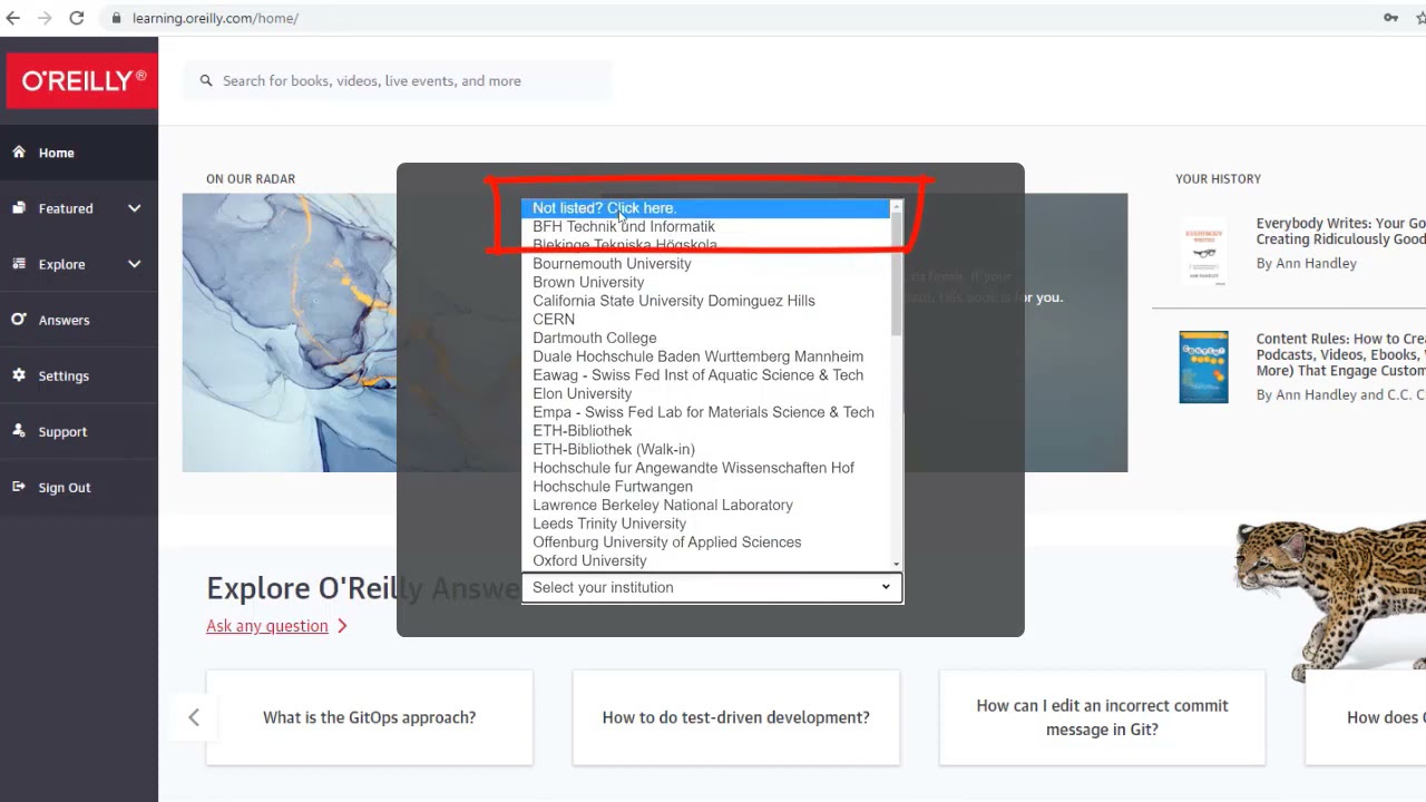 Accessing eBooks with O'Reilly database