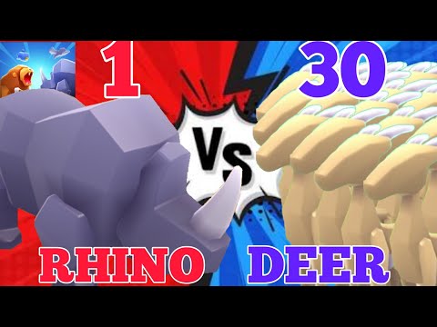 Animal Warfare Rhino Vs 30 Deer ! Who will Win? but satisfying
