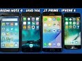 Redmi Note 4 vs Vivo Y66 vs Samsung J7 Prime vs iPhone 6 Screen Comparison | TechTag