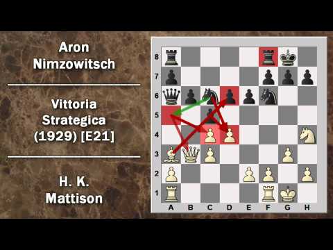 Partite Commentate di Scacchi 31- Mattison vs Nimzowitsch - Vittoria Strategica - 1929 [E21]