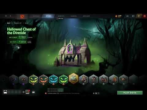 OPENNING HALLOWED CHEST OF DIRETIDE x 44 DOTA 2 ARCANA IMMORTAL EMBLEM