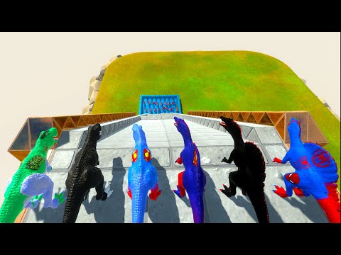 FALL INTO POOL FULL OF SPIDER-MAN SHARKS - Animal Revolt Battle Simulator