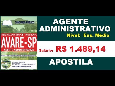 Apostila Concurso Prefeitura de Avaré SP 2018 Agente Administrativo