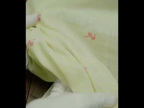 Plain Green Pure Cotton 55 GSM Red Geometric Motif Jamdani Fabric — video
