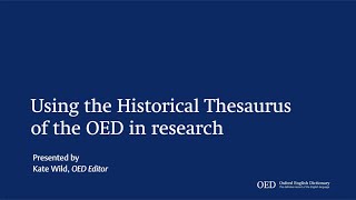 Historical Thesaurus of the OED 이용가이드｜연구의 활용방법